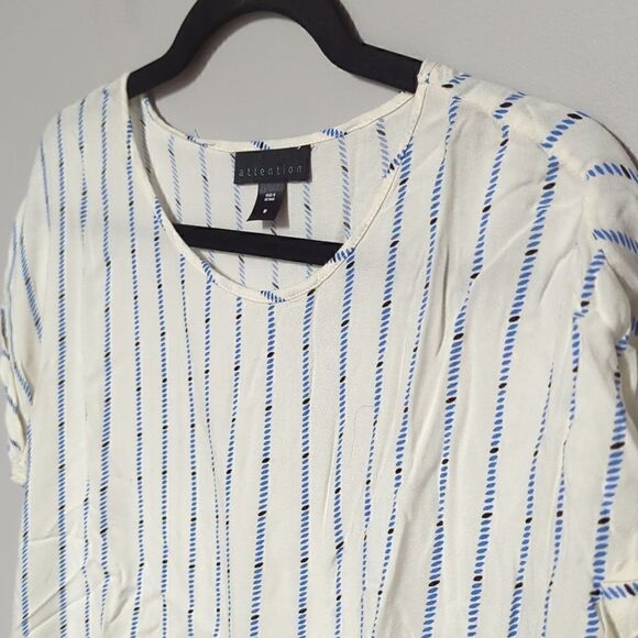 attention White Striped Cap Sleeve Blouse - Picture 2 of 5
